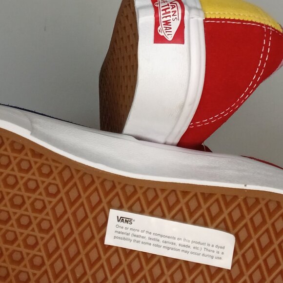 VANS Authentic Suede Canvas Sneaker - Red, Yellow, Blue - Womens 8.0 /Mens 6.5 - Picture 5 of 7